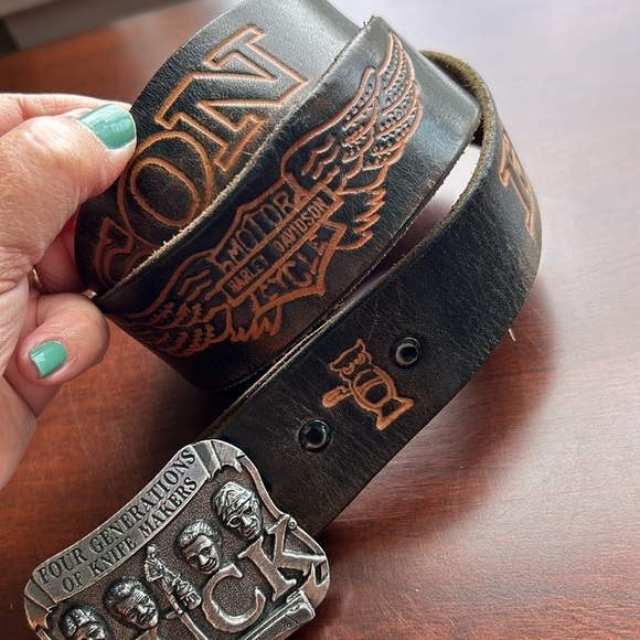Motor Harley Davidson Cycle leather belt Owl brand sz 36 metal buckle leather - Picture 1 of 17